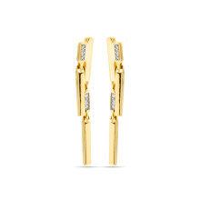 Luxenter 925 Sterling Silver Earrings with Brilliant-Cut Zirconia in 18k Yellow Gold Finish - Onca