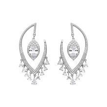 Luxenter Earrings in 925 Sterling Silver and Brilliant Zirconia with a rhodium finish - Hakku