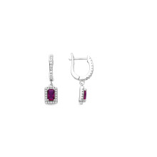 Luxenter 925 Sterling Silver and Ruby Zirconia Earrings with Rhodium Finish - Koiesa