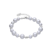 Luxenter White Pearl Bracelet with rhodium finish - Akio