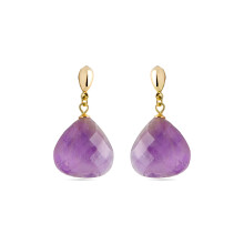 Luxenter 925 sterling silver earrings with natural amethyst, finished in 18k yellow gold - Zoqoyi