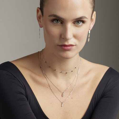 Collier Luxenter avec zircone brillante, finition argent - Alphabet 1