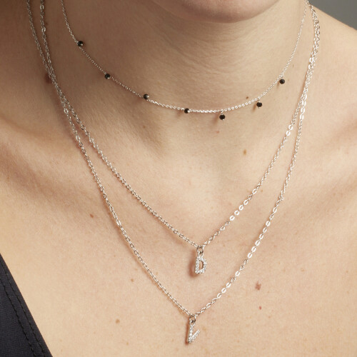 Collier Luxenter avec zircone brillante, finition argent - Alphabet 2