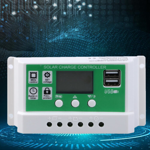 100A PWM solcelleladningsregulator 12V/24V med LCD og dobbelt USB 2