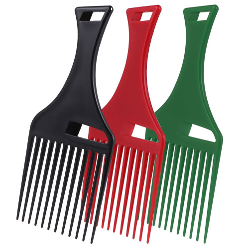 Pieptene de păr din plastic pentru păr afro creț, 3 bucăți 1