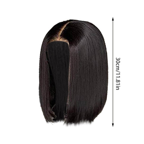 Kort Bob Ægte Hår Lace Front Paryk Sort 2
