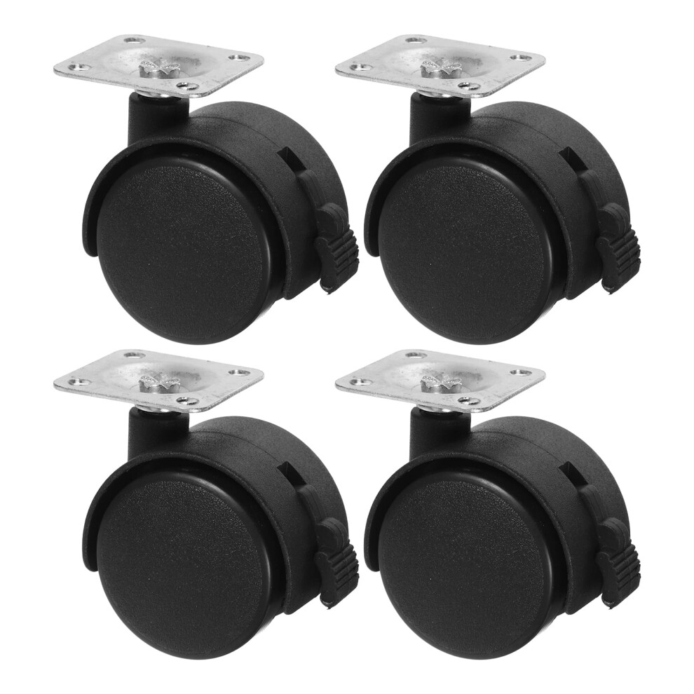Swivel Furniture Casters With Fixing Plate Black 4 Pcs 9402001599698