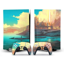 (P) New Vinyl Sticker For PS5 Accessories Decal Protective Skin for PlayStation 5 Disk Edition Console and 2 Controllers