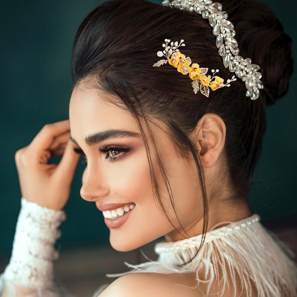 Floral Rhinestone Bridal Hair Comb