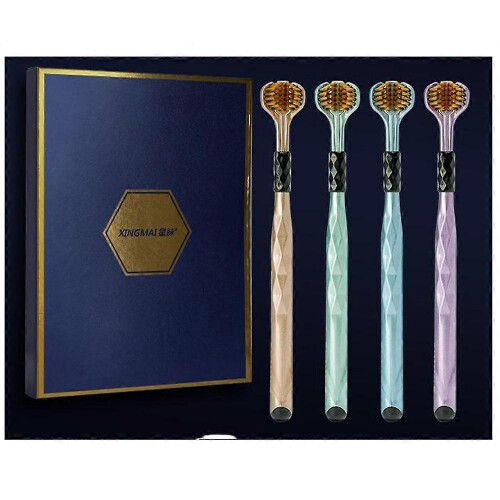 (B) 3 Sides Toothbrush,Soft and Gentle,Deep Clean Toothbrush,Soft Bristled Wrapped