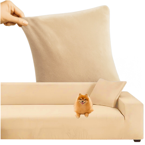 Beige bankhoes, 145-185 cm, stretchstof 1