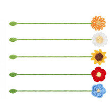 5 Pcs Crochet Flowers Bookmarks Page Markers Knitted Daisy