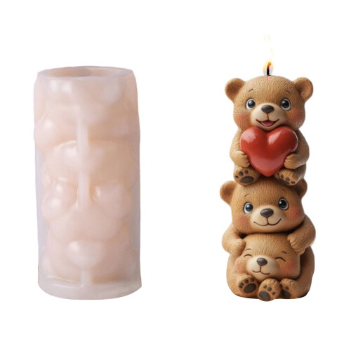 Moule en Silicone empilable en forme d'ours,-Tas d'ours chaud