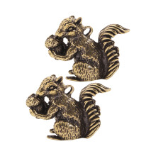 Pack of 2 Bronze Antiqued Brass Squirrel Figurine For Incenses