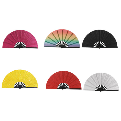 Durability Glittering Hand Fan Portability Foldable-Silver 2