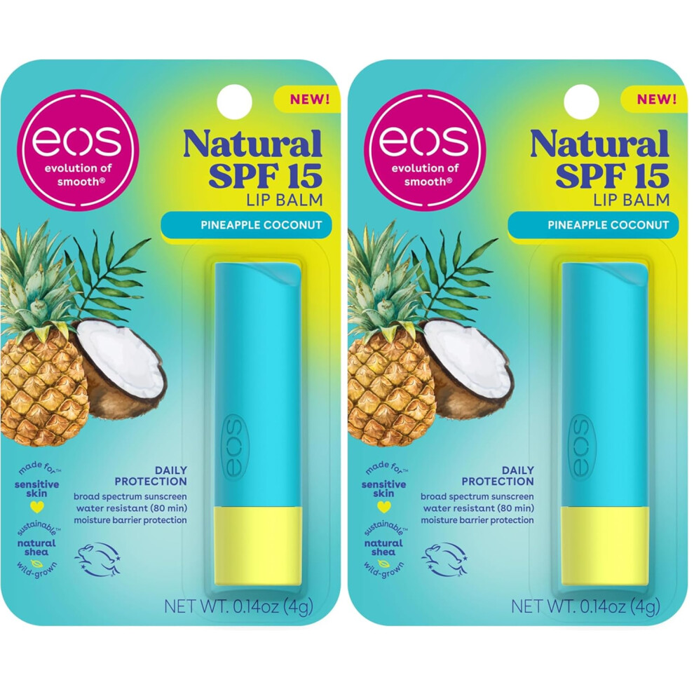 Eos Lip Balm- Pineapple Coconut 0.14 Oz 2-Pack
