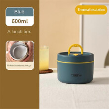 (Microwaveable, Blue 600ml) 440/600ml Thermal Insulated Lunch Box Food Soup Container Student Adult Portable