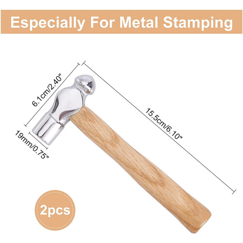 2 stk. 4oz kulehammer, 15,5 cm trehåndtak 2