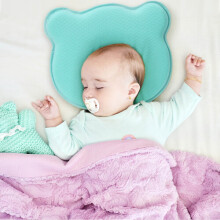(Green) & Neck Support Breathable 3D Mesh Cotton Bassinet Bedding, Headrest For Strollers For Infants & Toddlers