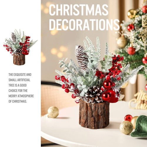 Mini Artificial Christmas Tree Decorations Red 1