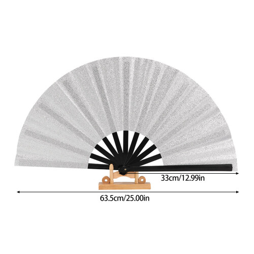 Sparkling Glitters Powder Handheld Fan KungFu Fan Light-Silver 1