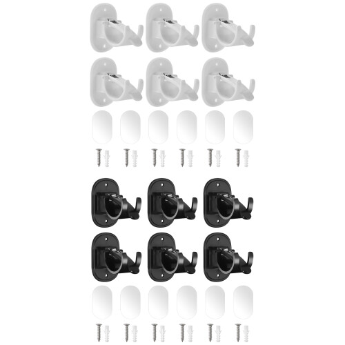 6 Pack Modern Adhesive Hooks For Curtains Rod Without-White 1