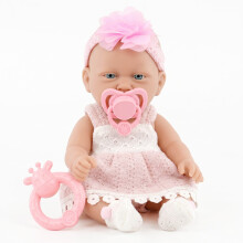 The Magic Toy Shop Perfect Pink Poseable 10" New Born Baby Girl Doll Gift Set, Dummy & Accessories