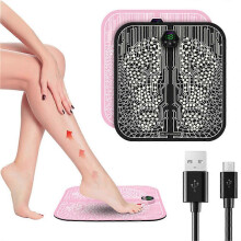 (upgrade pink) Home Electric Foot Massager for Pain Relief Blood Circulation EMS Acupoints Stimulation Foot Massage Mat Foot Muscle Relaxation