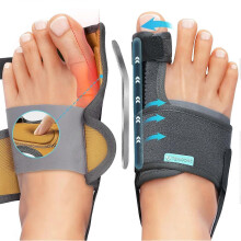 Bunion Corrector Big Toe Straightener - Adjustable Bunion Splint with 2 Angle Plates, Bunion Toe Separator with Double Non-slip Strap for Day Night Su