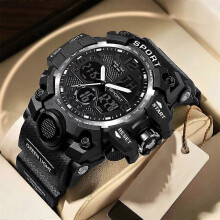 (Black) SMAEL Mens Waterproof Watch Sport Military Analog Quartz Digital Wrist Watches~