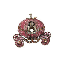 (pink) Luxury Retro Full Diamond Pumpkin Car Brooch Ladies, Fashion Winter Coat Pin Gifts Accessories