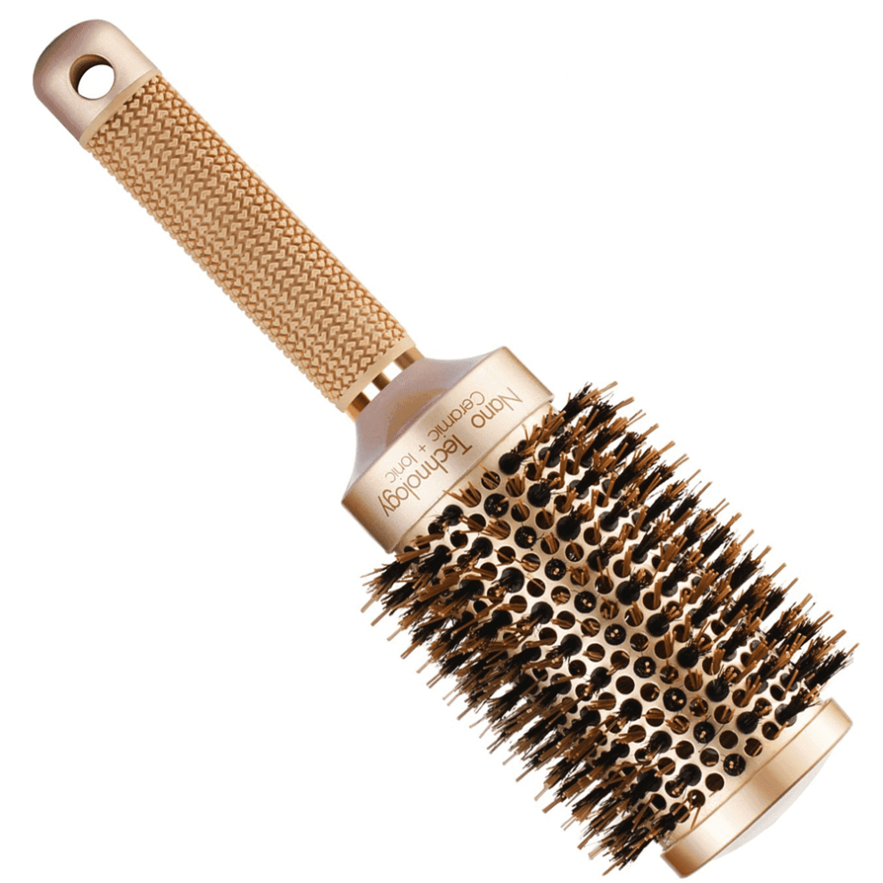 Boar Bristle Round Hair Brush Nano Ceramic Ionic Anti-Static