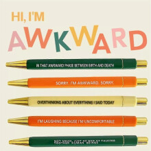 (Embarrassment Pen) 5pcs Funny Pen Set - Hilarious Swear Word Quotes to Reminder, Perfect Gift
