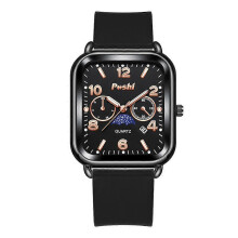 (black A) The Latest Square Quartz Watch For Men And Women Couples