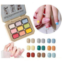 (color01) Creamy Colorful Nail Polish Set, Nine-Square Grid Solid Gel Glue Gel Nail Polish