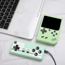 (Two player, green) Portable Retro Video Game Console 3.0 Inch Handheld Game Player Built-in 500 Classic Games Mini Gamepad For Kids Gift