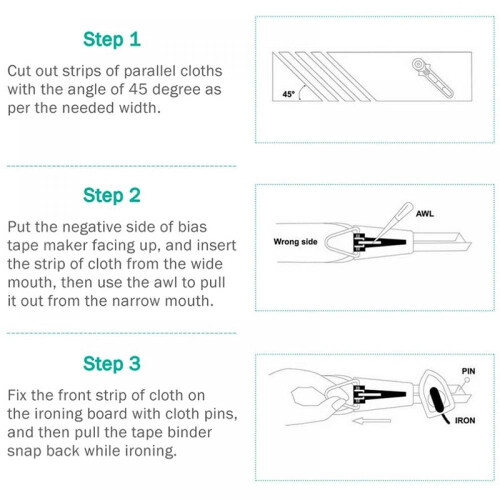 Bias Tape Maker Kit 5 Sizes with Instructions and Tools 1