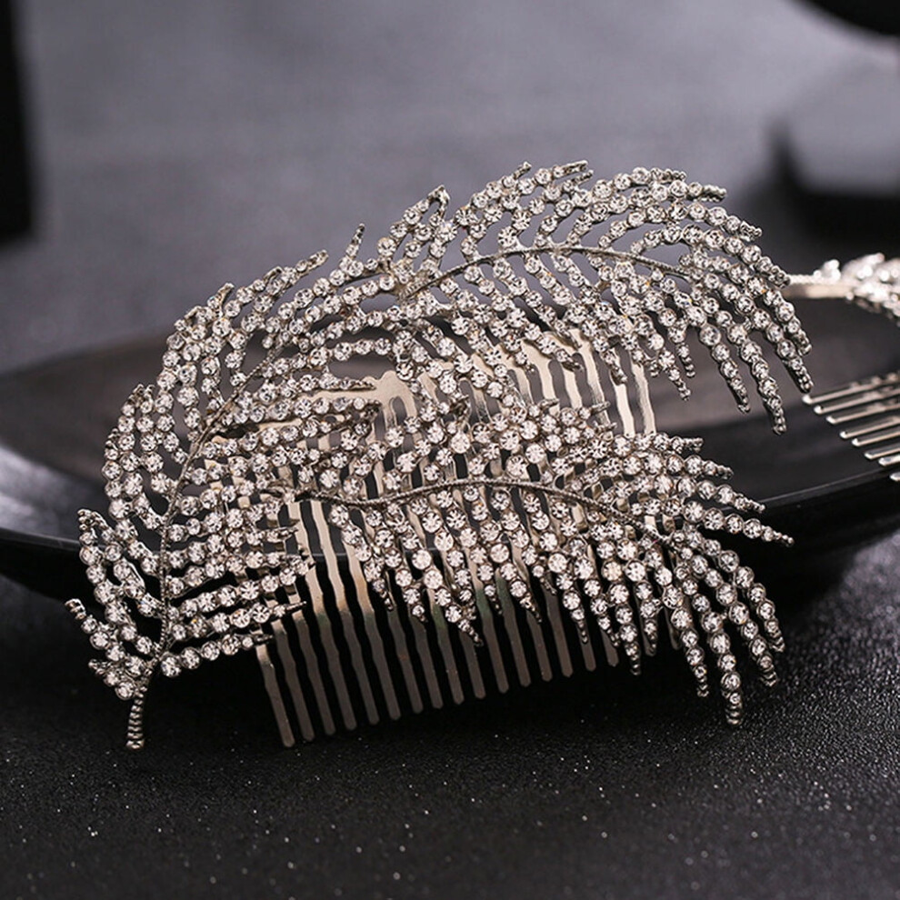 Silver Alloy Bridal Hair Comb with Rhinestones 7.5 in