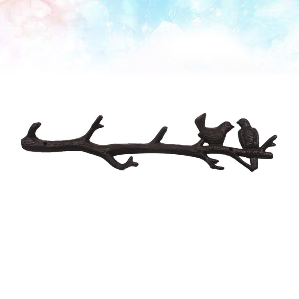 Cast Iron Wall Hook Vintage Bird Branch Hanger Dark Brown 9329345445682