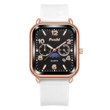 (white) The Latest Square Quartz Watch For Men And Women Couples