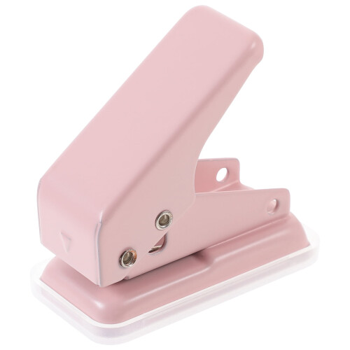 Roze papierperforator – Kunststof en metaal, compact 1