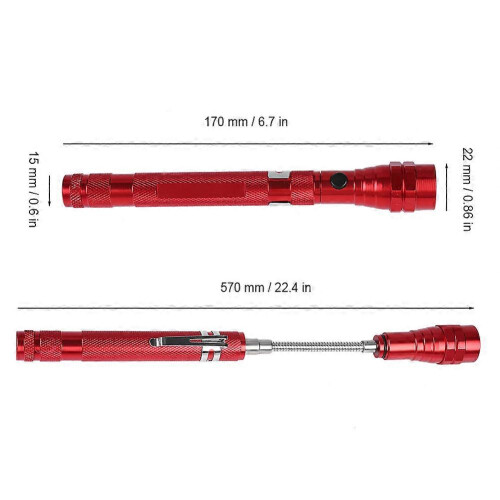 Multi function Mini Flexible Telescopic LED Flashlight Rotatable Torch with Magnetic End (Red) 2