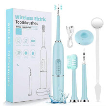 (updated version, blue) Electric Tooth Cleaner Ultrasonic Dental Scaler Tartar Plaque Calculus Remover~