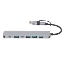 USB Type C Hub High Speed 1 USB3.0 4 USB2.0 2 Type C Port Aluminum Alloy USB Splitter for Laptop Tablet Phone PC