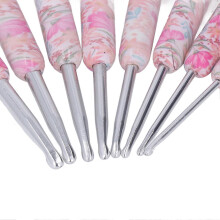 8pcs Crochet Hook Set Printing Aluminum Handcraft DIY Colorful Crochet Hook Ergonomic Knitting Hook for Knitters for Sewing Smash Flower