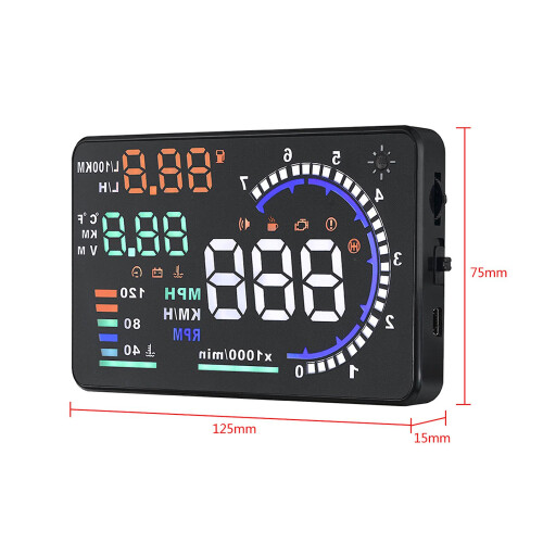 A8 5.5' OBD II Car HUD Display Auto Windshied Reflective Screen Speed Display 2