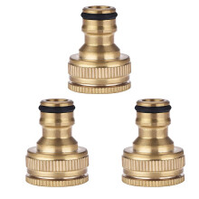 3 stuks messing slangkoppelingen voor tuinslangen, 1/2 inch en 3/4 inch, met schroefdraad voor kraanaansluiting.