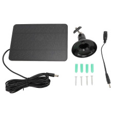 Security Camera Solar Panel Charger High Efficiency 4W Monocrystalline Outdoor Camera Solar Panel for Video Doorbell Black