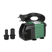 1500 l/h 25 W Tauchpumpe für Aquarien, Tischbrunnen, Teiche, Wassergärten und Hydrokultursysteme mit 2 Düsen, AC 220–240 V