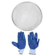 Gartensieb aus Edelstahl für Sand, Erde und Kompost, Tragkraft 50 kg, inklusive rutschfester Handschuhe, 6 mm / 0,24 Zoll Loch